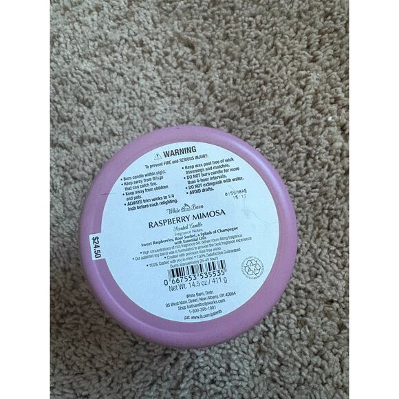 Bath and Body Works White Barn Raspberry Mimosa Candle - Picture 2 of 3